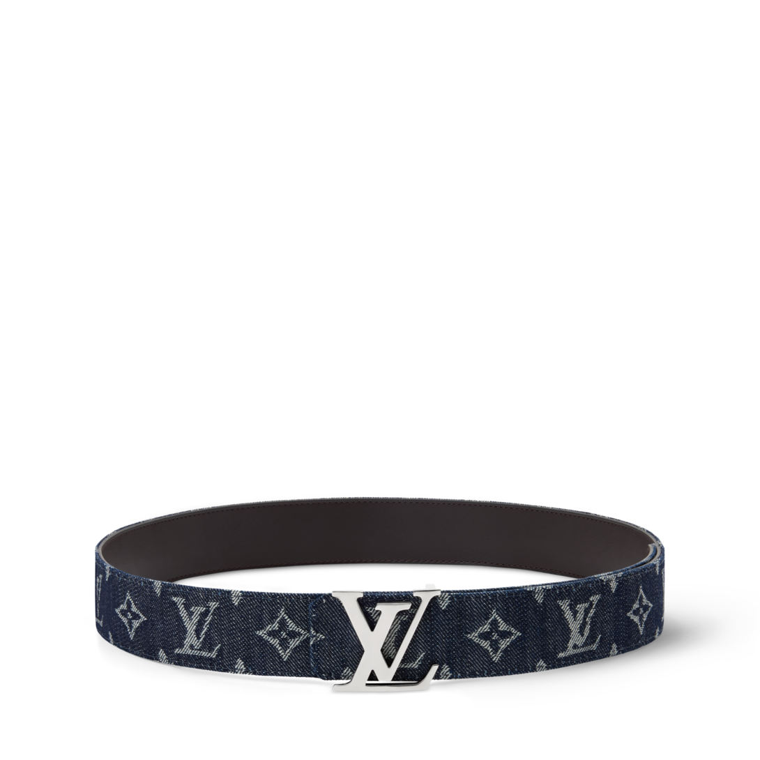 LOUIS VUITTON ネイビー ハンカチ LV Initiales Monogram Denim 40mm Belt Monogram Denim - Men